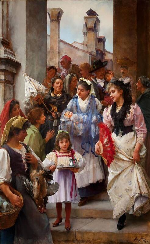 Religious Art Print featuring the painting A Venetian Christening Party, 1896 by Henry Woods