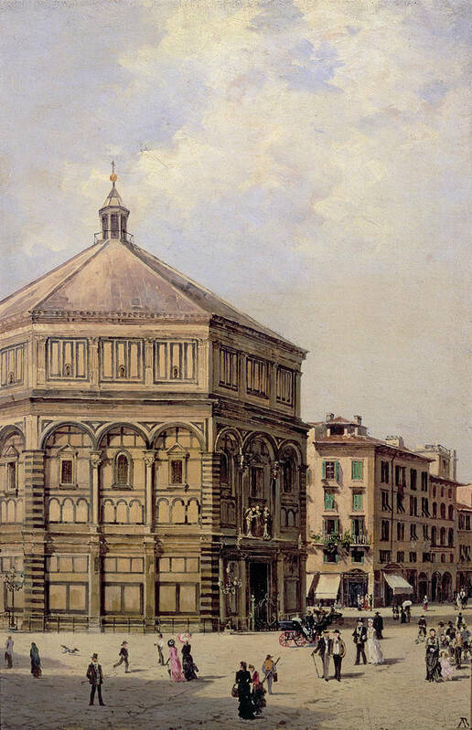 Brandeis Art Print featuring the painting A View of the Baptistry in Florence by Antonietta Brandeis