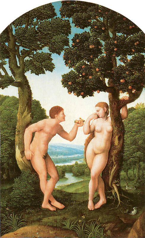 Jan Van Scorel Art Print featuring the painting Adam and Eve by Jan Van Scorel