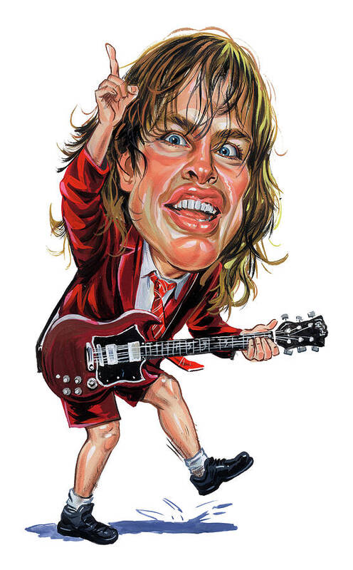 Rock And Roll Art Print featuring the painting Angus Young by Art 