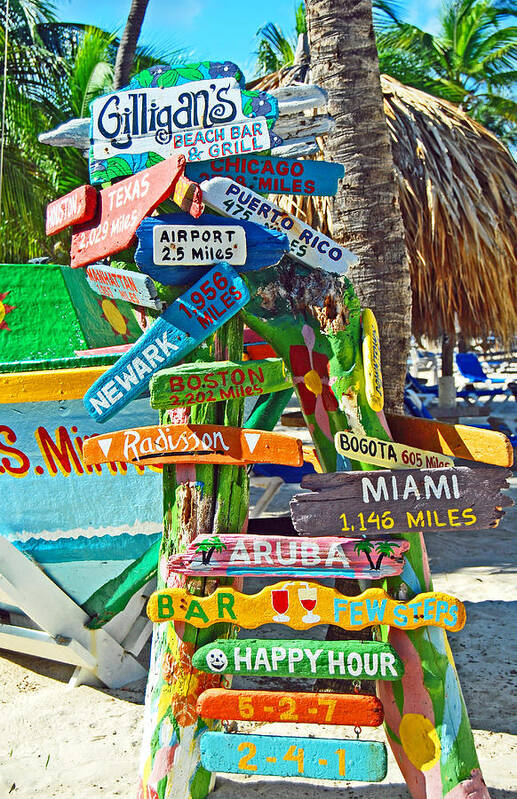 Aruba Art Print featuring the photograph Aruba Fun Signs by Caroline Stella