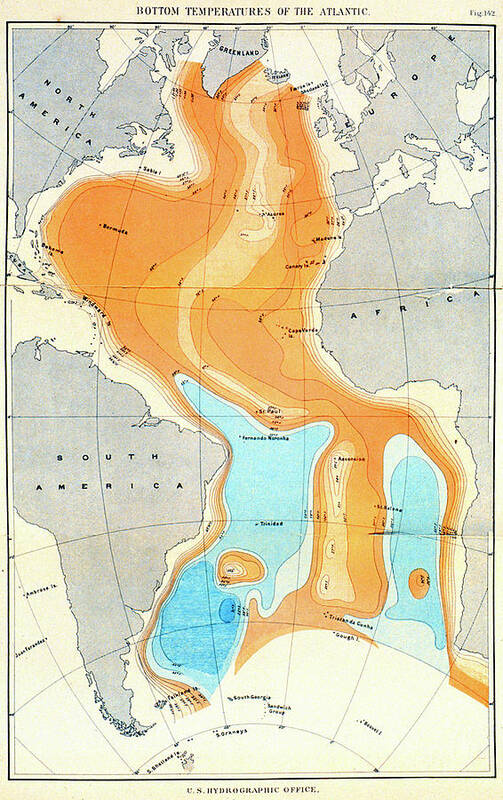 Ocean Art Print featuring the photograph Atlantic Ocean Temperatures by Noaa/science Photo Library