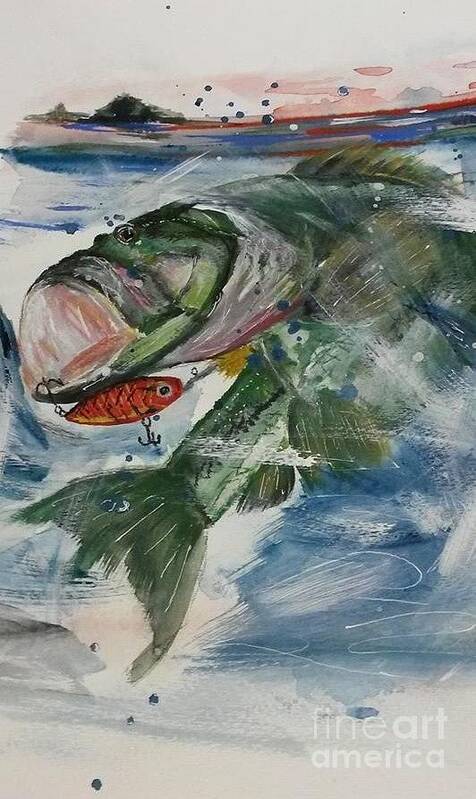 Large Mouth Bass Art Print featuring the painting Big Mouth by Susan Voidets