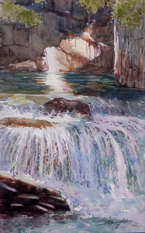 Waterfall Art Print featuring the painting Canada Cascade by Maryann Boysen