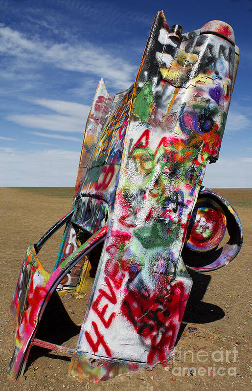 Cadillac Ranch Art Print featuring the photograph Did not notice the stop sign by Elena Nosyreva