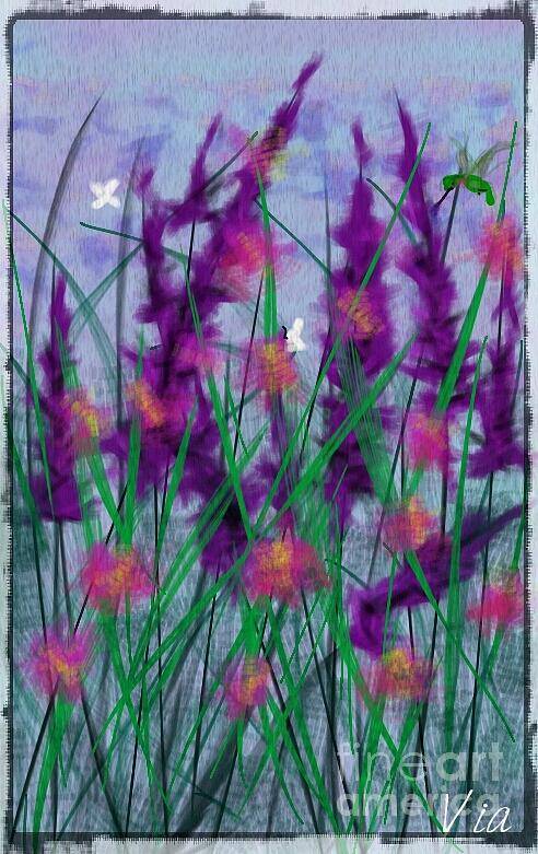 Painting Art Print featuring the painting Field Flowers by Judy Via-Wolff