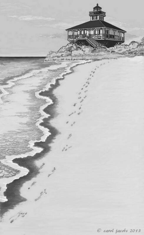 Boca Grande Art Print featuring the digital art Footprints on Boca Beach by Carol Jacobs