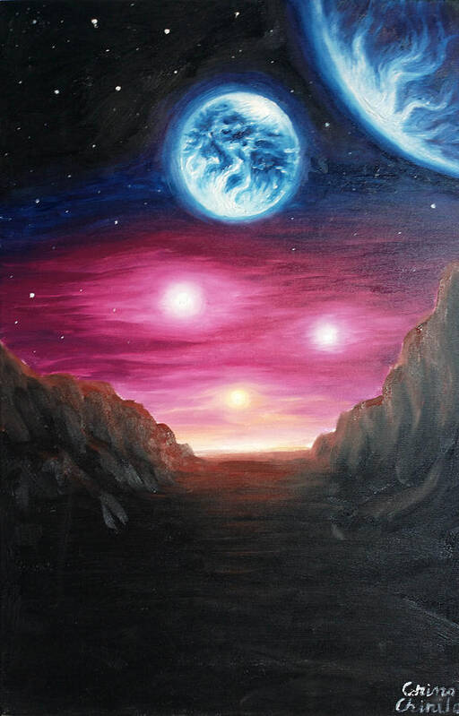 Gliese 667cc Art Print featuring the painting Gliese 667Cc exoplanet by Chirila Corina