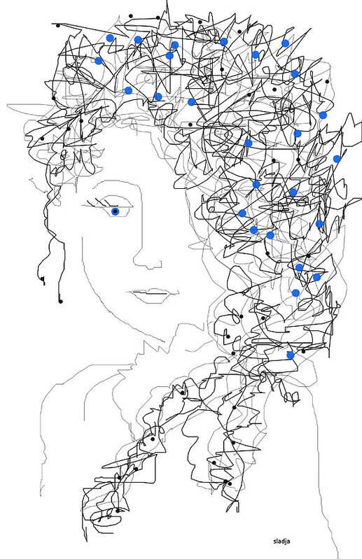 Portrait Art Print featuring the digital art Her Hair by Sladjana Lazarevic