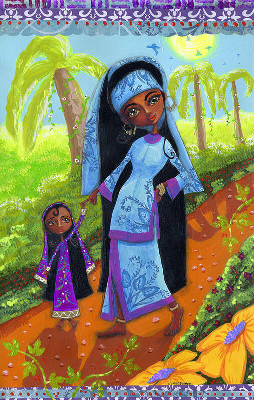 India Art Print featuring the painting India Girls by Jacquelin L Westerman