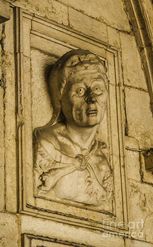 Lisbon Art Print featuring the photograph Jeronimos Monastery Despairing Woman Carving by Deborah Smolinske