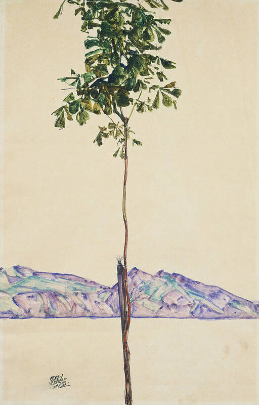 Egon Schiele Art Print featuring the painting Little Tree by Celestial Images