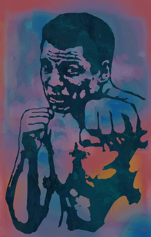 Muhammad Ali Is An American Former Professional Boxer Art Print featuring the drawing Muhammad Ali - Stylised Etching Pop Art Poster by Kim Wang