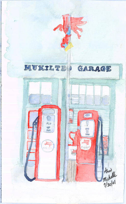Mukilteo Art Print featuring the painting Mukilteo Garage by Ann Michelle Swadener