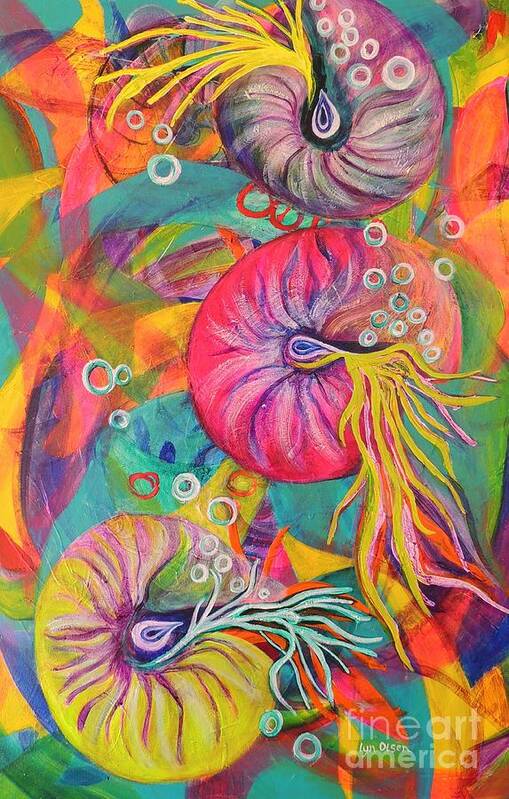Shells Art Print featuring the painting Nautilus by Lyn Olsen