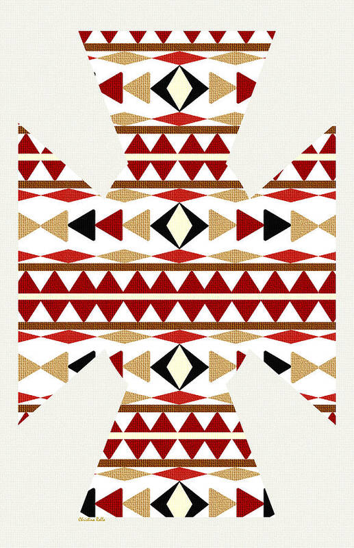 Navajo White Art Print featuring the mixed media Navajo White Pattern Art by Christina Rollo