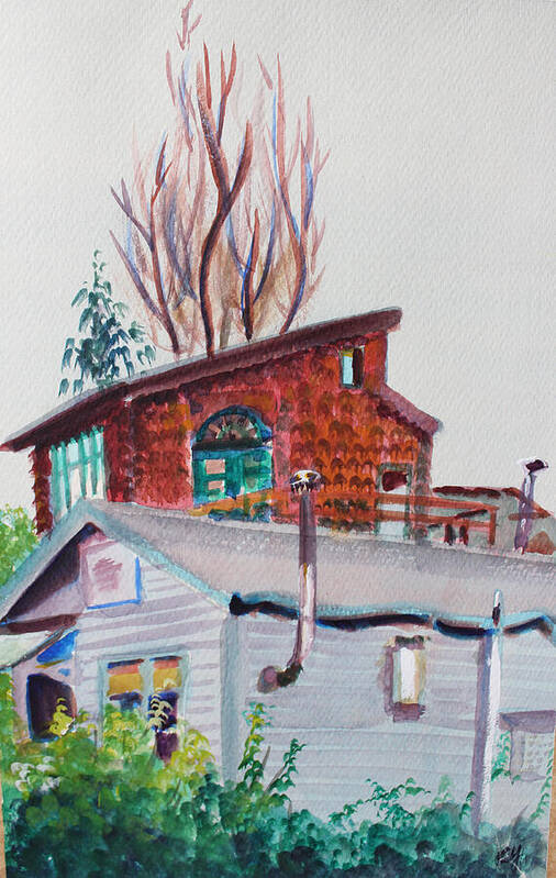 Watercolor Painting Art Print featuring the painting Neighbor Houses in Berkeley by Asha Carolyn Young