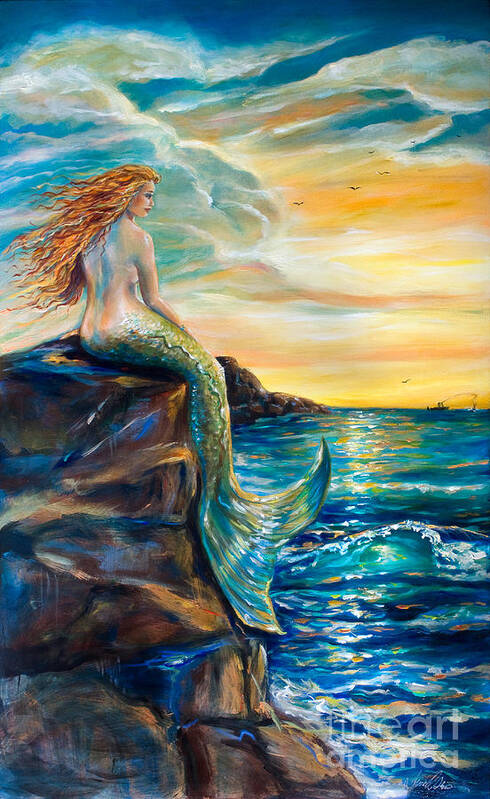 Mermaid Art Print featuring the painting New Smyrna Inlet by Linda Olsen