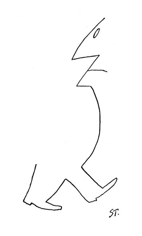97664 Sst Saul Steinberg (silhouette Of A Man's Legs And Torso Shifts Into A Profile Of The Man Facing The Opposite Direction.) Abstract Being Con?ict Contradiction Direction Facing Fantastic Fantasy Identity Internal Into Legs Man Man's Men Mind Odd Opposite Opposites Pro?le Shifts Silhouette State Strange Surreal Torso Weird Art Print featuring the drawing New Yorker December 26th, 1953 by Saul Steinberg