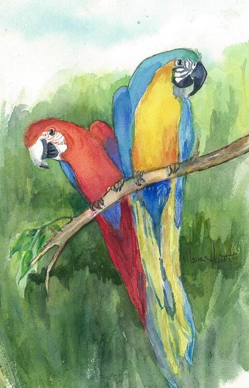 Birds Art Print featuring the painting Lunch in the Wild by Maria Hunt