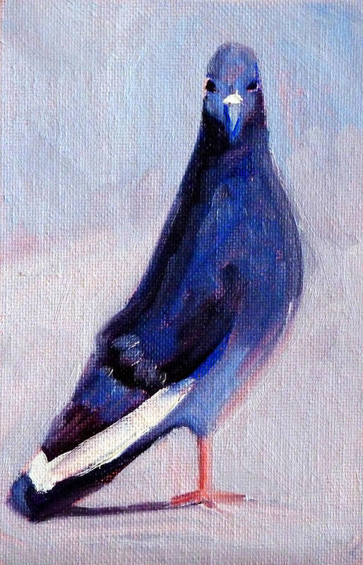 Pigeon Art Print featuring the painting Pigeon Bird Portrait Painting by Nancy Merkle