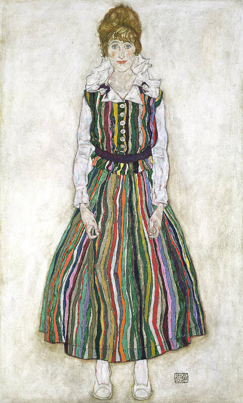 Female Art Print featuring the painting Portrait Of Edith Schiele, The Artists by Egon Schiele