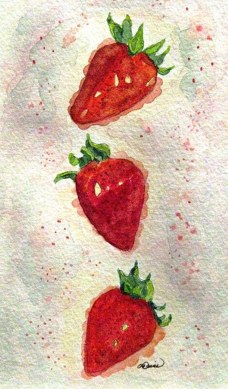Strawberries Art Print featuring the painting So Juicy by Angela Davies