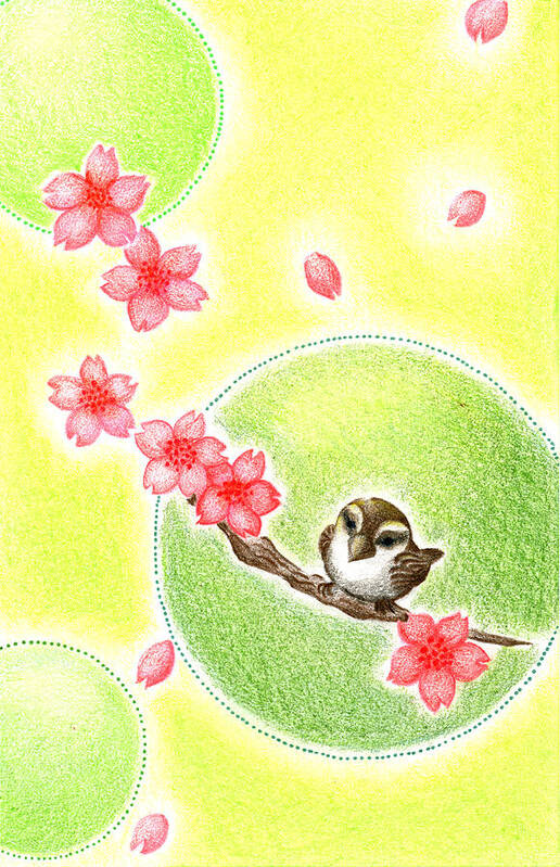Greeting Cards Art Print featuring the drawing Spring by Keiko Katsuta