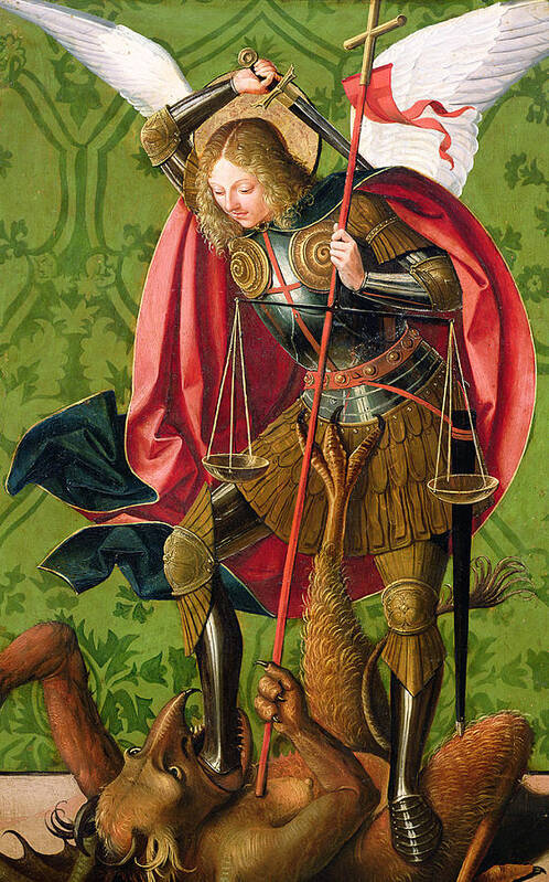 St Art Print featuring the painting St. Michael Killing the Dragon by Josse Lieferinxe