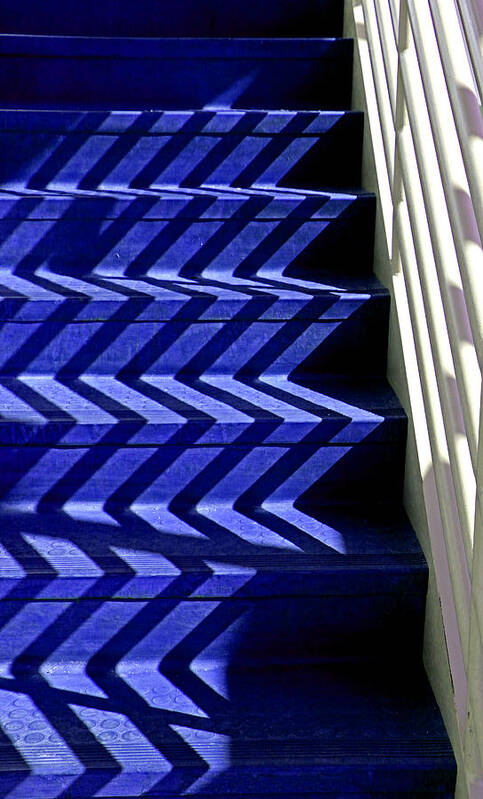 Shadows Art Print featuring the photograph Stairs of Blue by Christopher McKenzie