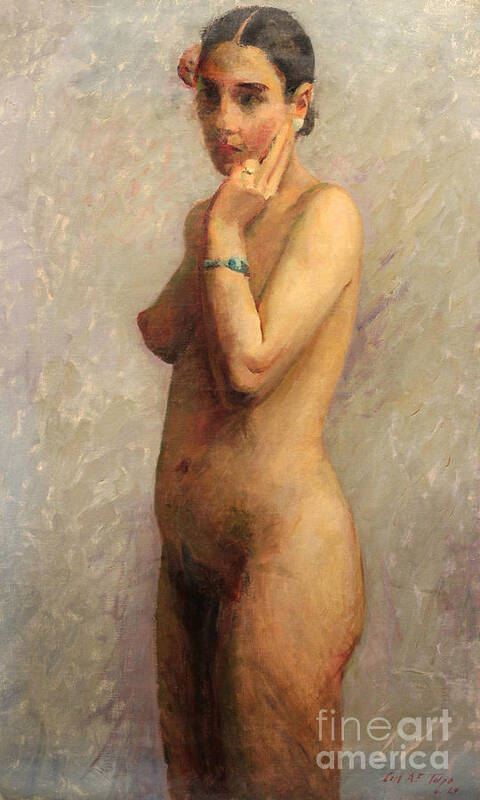 Standing Nude Art Print featuring the painting Standing Nude 1929 by Art By Tolpo Collection