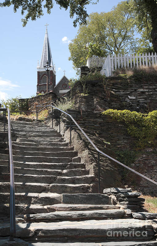 Civil War Art Print featuring the photograph Stone steps and Saint Peters Church at Harpers Ferry by William Kuta