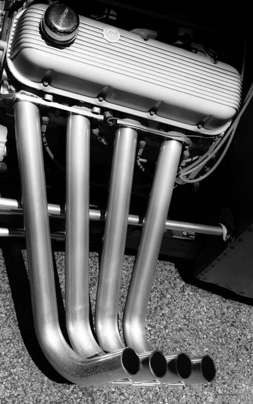 Chrome Art Print featuring the photograph Straight Pipes - Chevrolet Engine Headers by Steven Milner