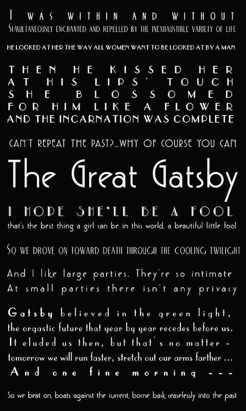 The Great Gatsby Art Print featuring the photograph The Great Gatsby Quotes by Georgia Fowler