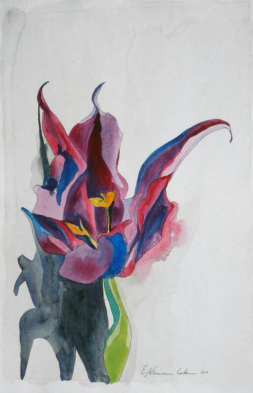 The Lonely Tulip Art Print featuring the painting The Lonely Tulip by Esther Newman-Cohen