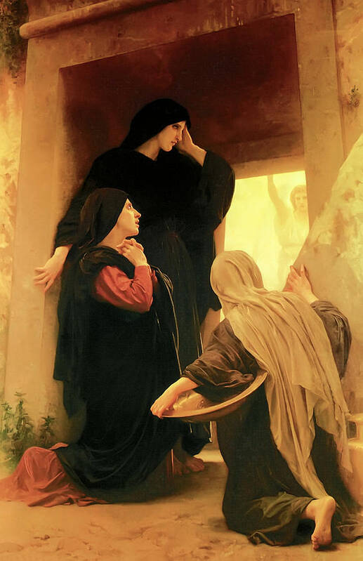 William Adolphe Bouguereau Art Print featuring the painting Three Marys at the Tomb by William Adolphe Bouguereau