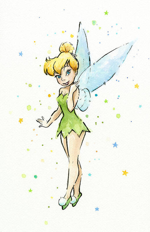 Tinker Art Print featuring the painting Tinker Bell by Olga Shvartsur