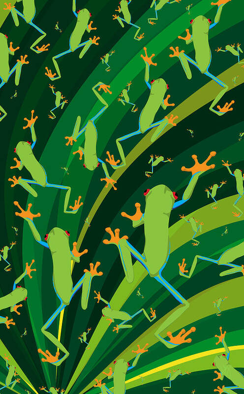 Abstracts Art Print featuring the digital art Tree Frogs by Matthew Lindley