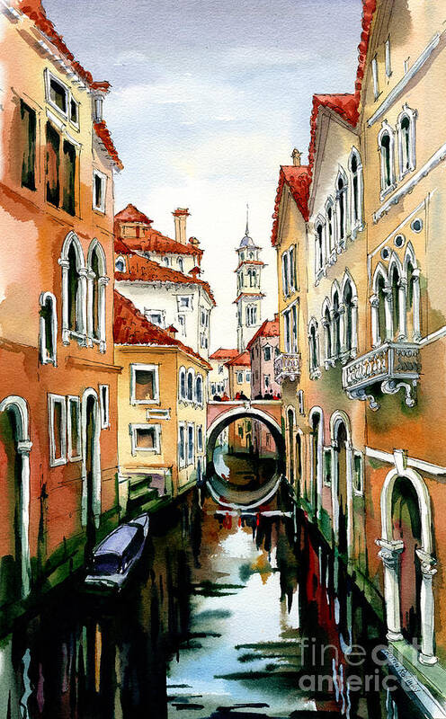 Venice Art Print featuring the painting Venice in March by Maria Rabinky