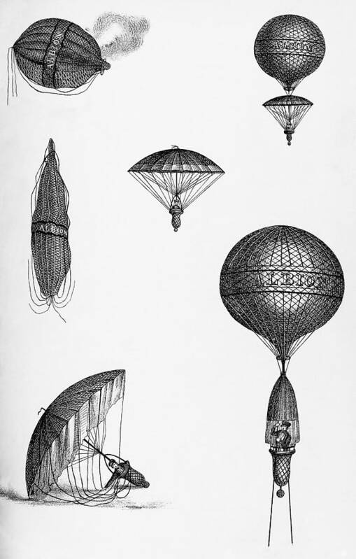 Hot Air Balloon Ascent Art Print featuring the photograph Balloon Ascent by Science, Industry & Business Librarynew York Public Library