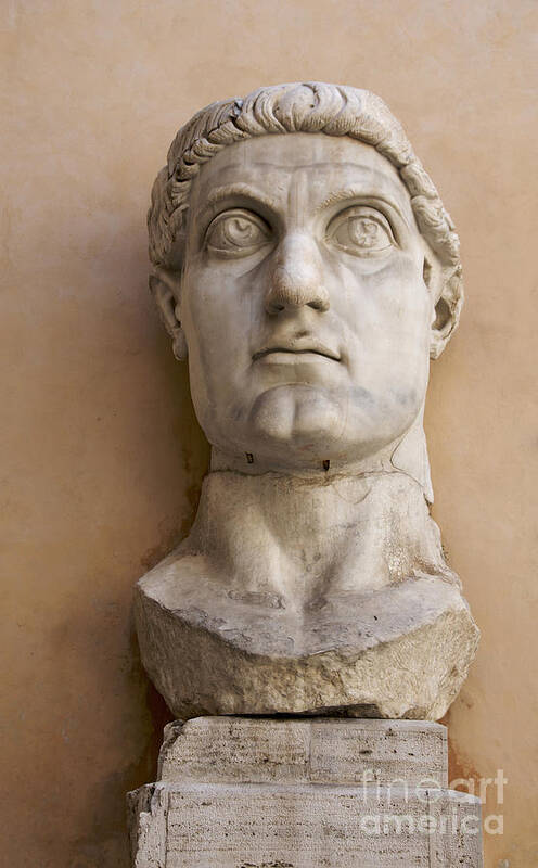 Works Art Print featuring the photograph Capitoline Museums Palazzo dei Conservatori- head of Emperor Con by Bernard Jaubert