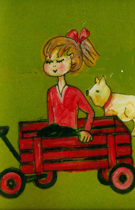 Girl Art Print featuring the painting Girl in a Wagon by Patricia Halstead