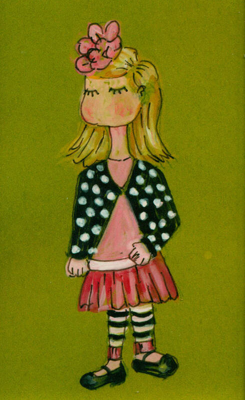 Girl Art Print featuring the painting Girl With Pink Bow by Patricia Halstead