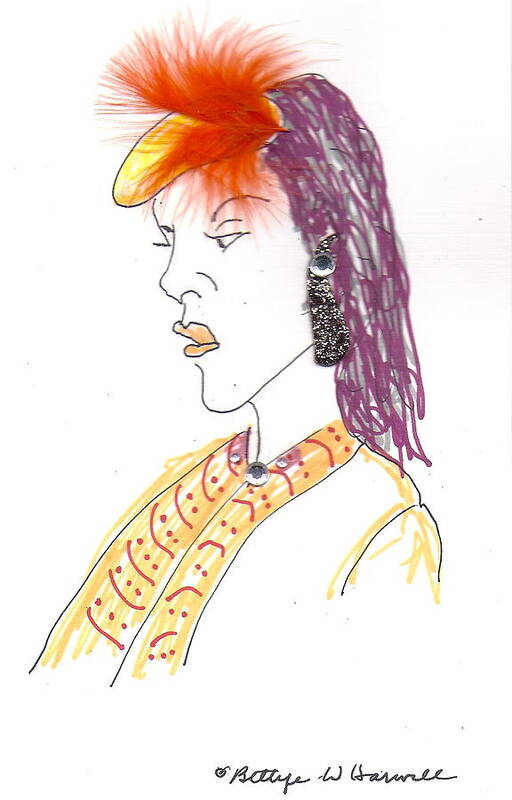  Bettye Harwell Drawing Art Print featuring the drawing Hat Lady 6 by Bettye Harwell