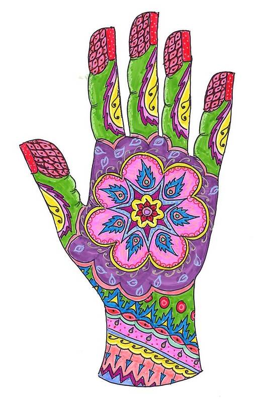 Hand Art Print featuring the drawing Mehndi Pop Art IV by Suzan Sommers