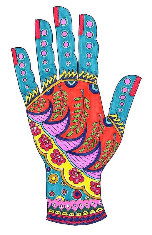 Hand Art Print featuring the drawing Mehndi Pop Art IX by Suzan Sommers