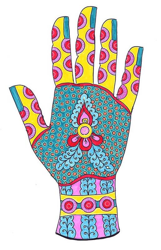 Hand Art Print featuring the drawing Mehndi Pop Art VI by Suzan Sommers