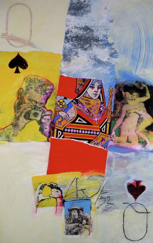 Acrylic Art Print featuring the mixed media Queen of Spades 45-52 by Cliff Spohn
