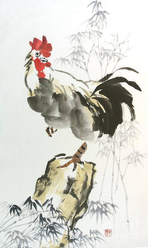 Rooster Art Print featuring the painting Rooster by Yolanda Koh