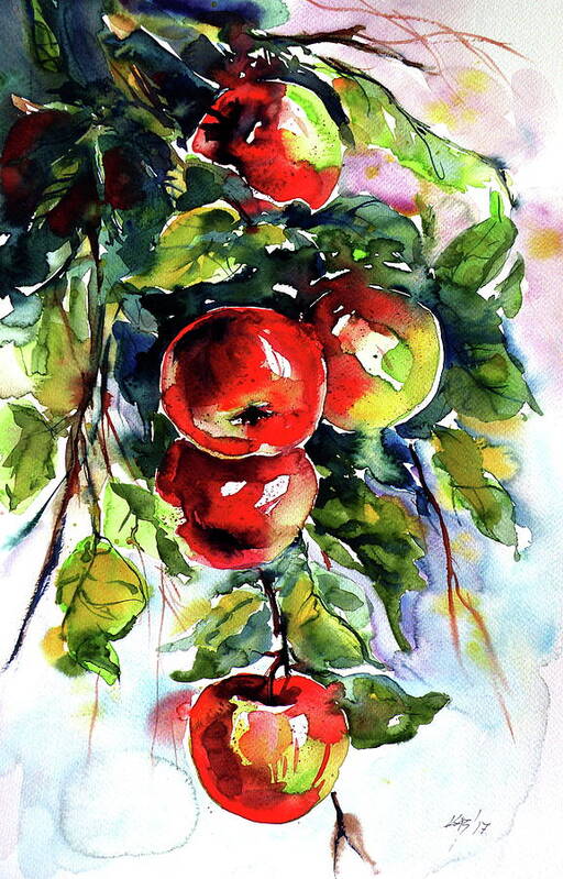 Apples Art Print featuring the painting Apples #1 by Kovacs Anna Brigitta